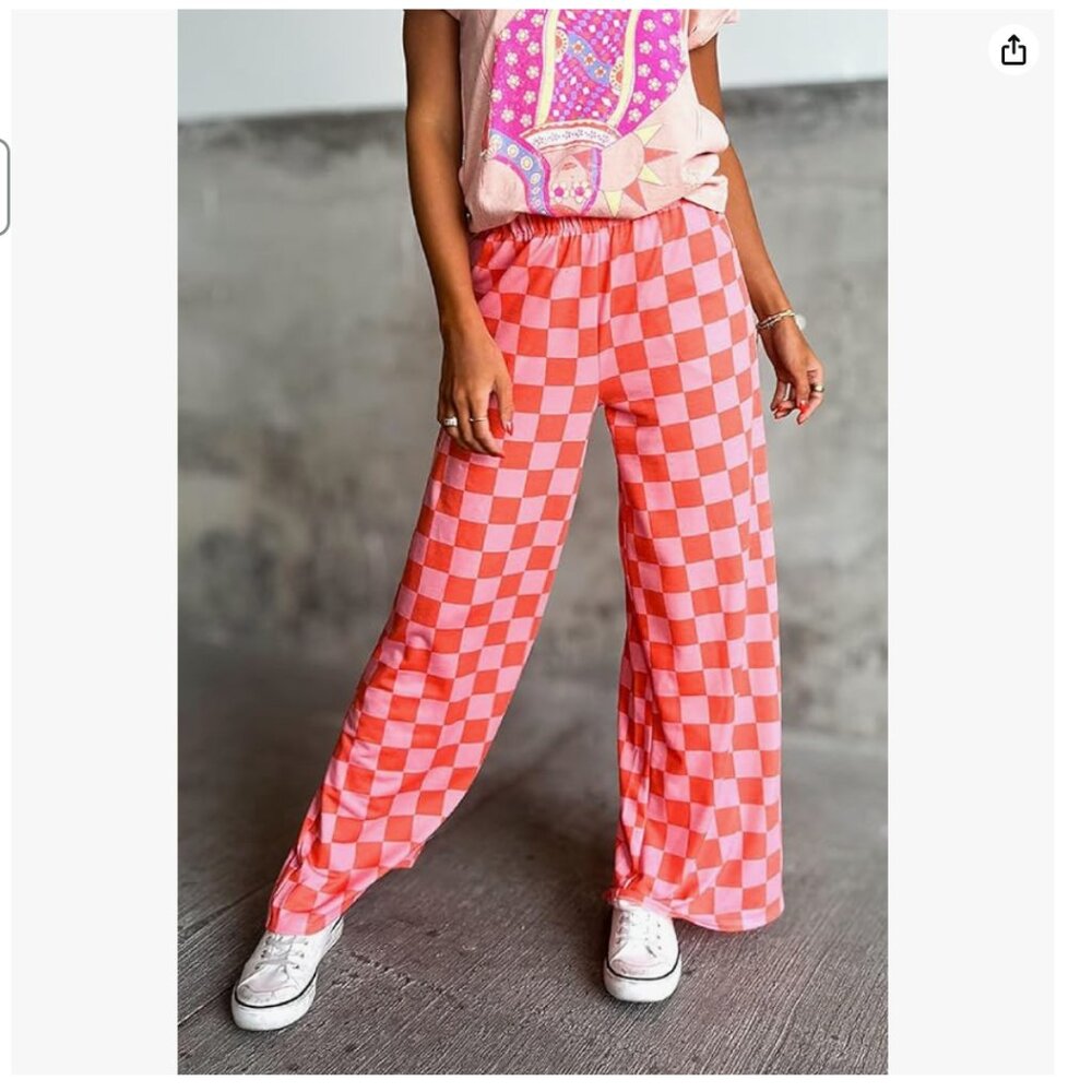Amazon Pink Checkered Women's Track Pants